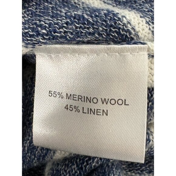 Peter Millar Wells ¼ Zip Merino Wool Linen Pullover Men’s XL Navy White Stripe - Picture 8 of 15